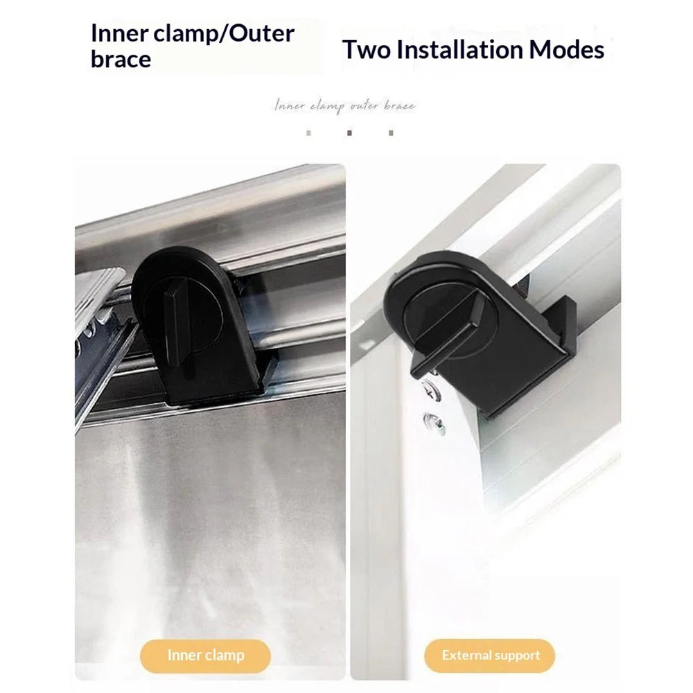 Sliding Window Auxiliary Safety Lock No-Drill Adjustable Window Stopper Clips Child Safety Limiter for Aluminum Rail - Black - 4