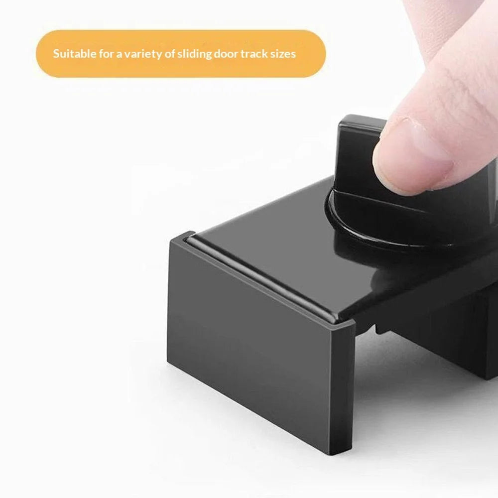 Sliding Window Auxiliary Safety Lock No-Drill Adjustable Window Stopper Clips Child Safety Limiter for Aluminum Rail - Black - 6