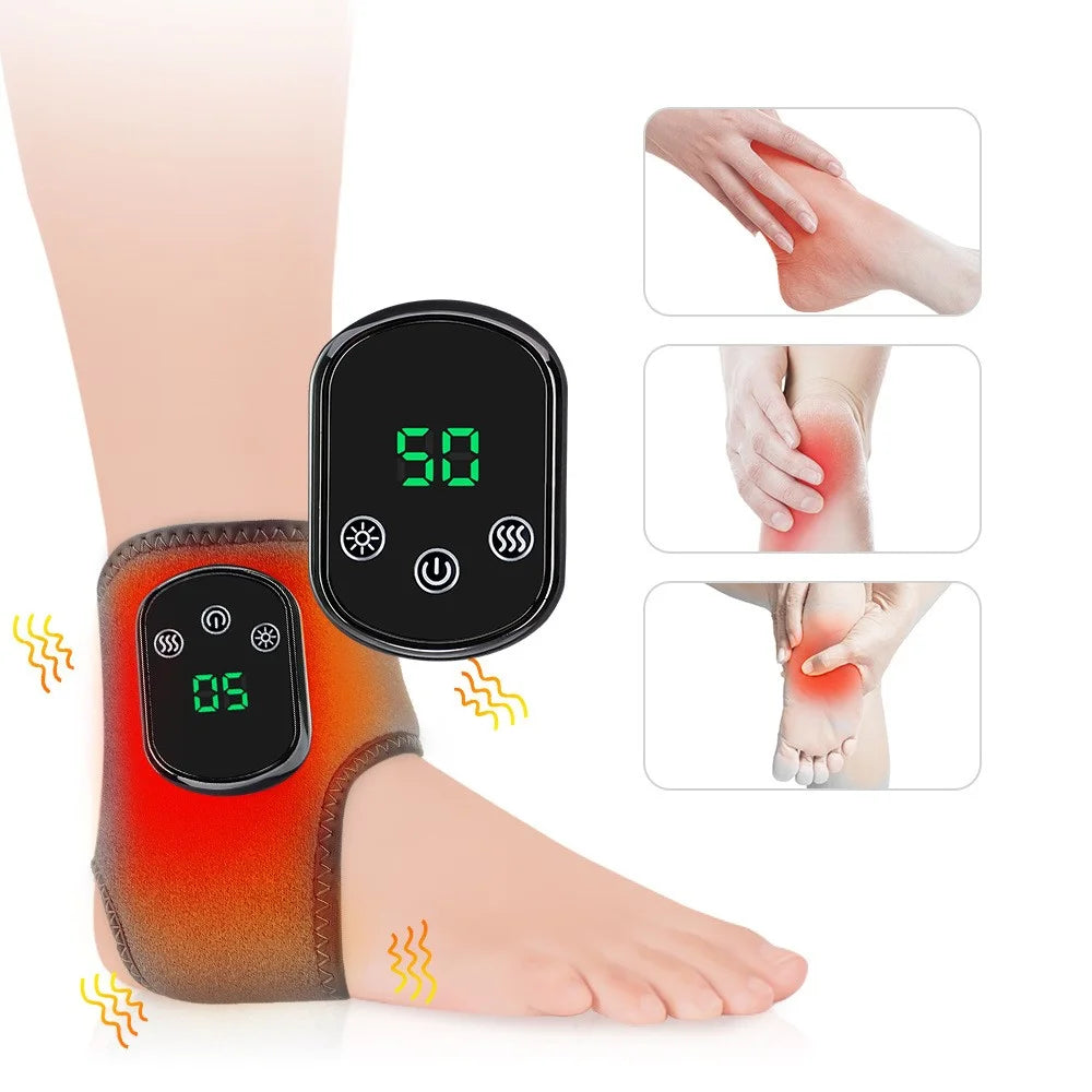102361 1Pc Electric Heating Ankle Brace 5 Levels Temperature 3 Massage Modes Type-C Rechargeable for Pain Relief - Grey - 4