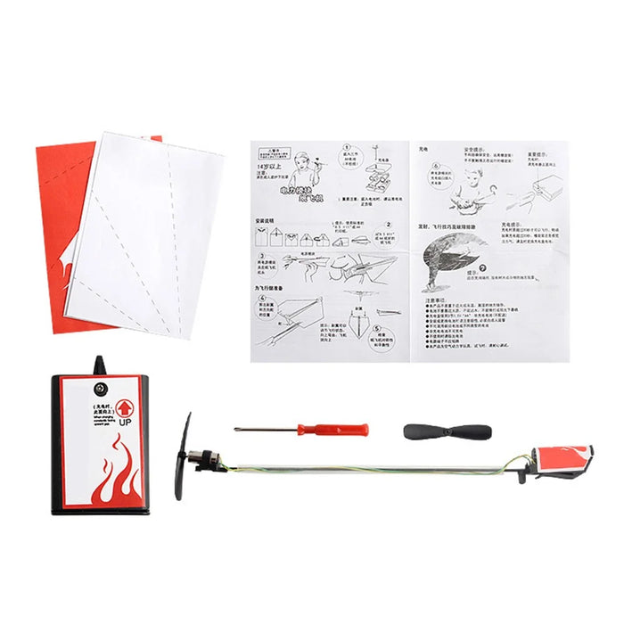 DIY Electric Paper Airplane Kids Toy Motorized Folding Airplane Model with Propeller - 7