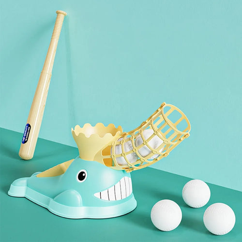 Kids Baseball Training Aids Foot-Activated Sports Automatic Baseball Launcher Toy with 3 Balls - Green - 1