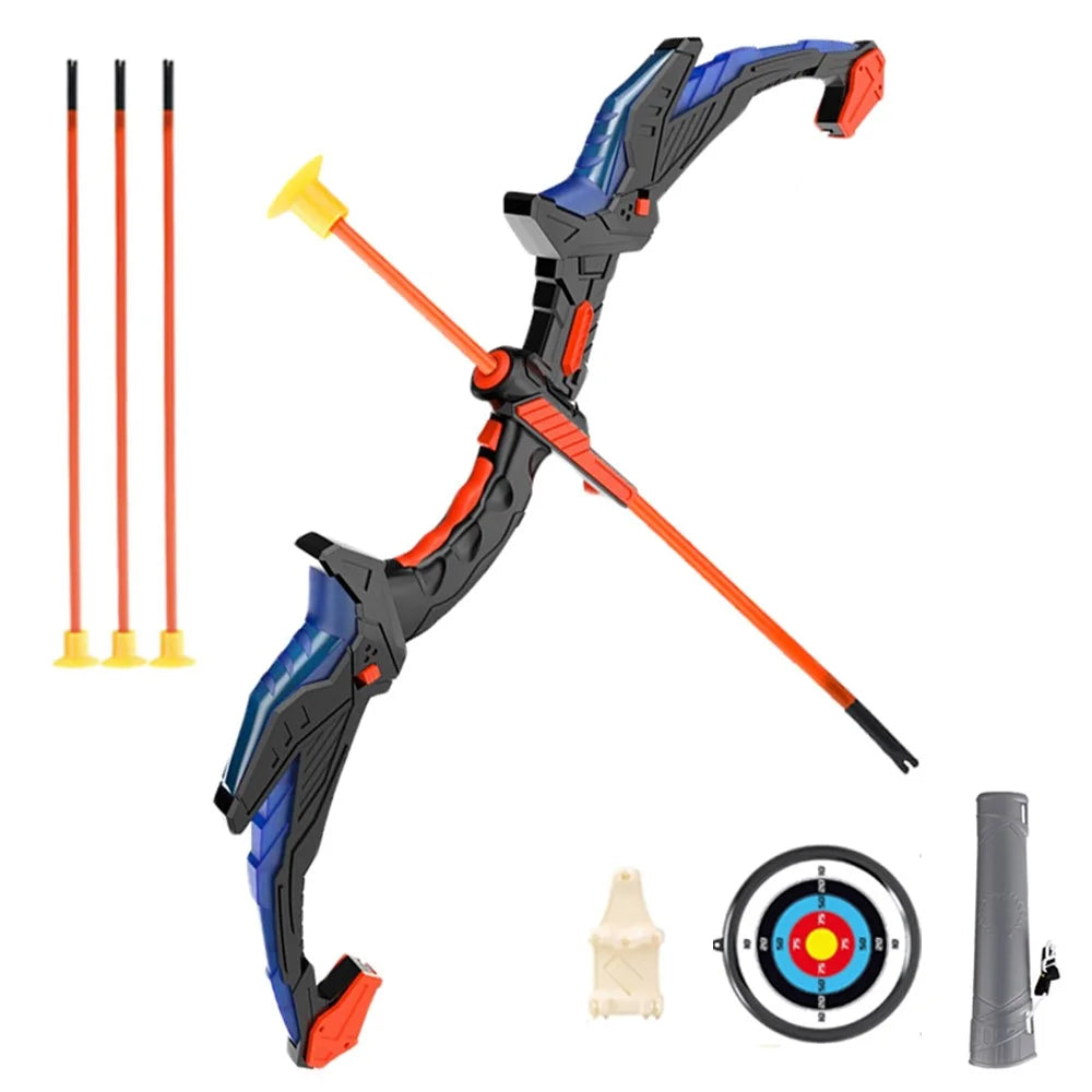 DF760DF759B Bow and Arrow Toy LED Light Up Archery Toys with Suction Cups Arrows Outdoor Indoor Shooting Games Toys - Black / Blue - 1