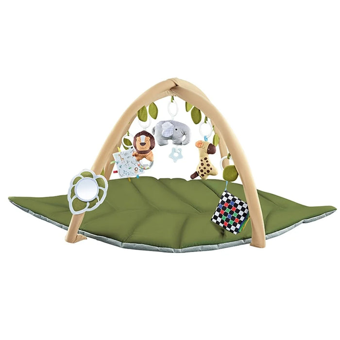 Leaf Shape Baby Play Mat Activity Gym Pad with Hanging Toys Sensory Development Gift - Green - 3