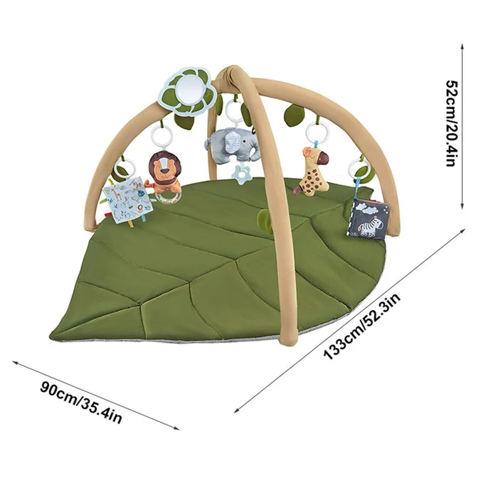 Leaf Shape Baby Play Mat Activity Gym Pad with Hanging Toys Sensory Development Gift - Green - 5