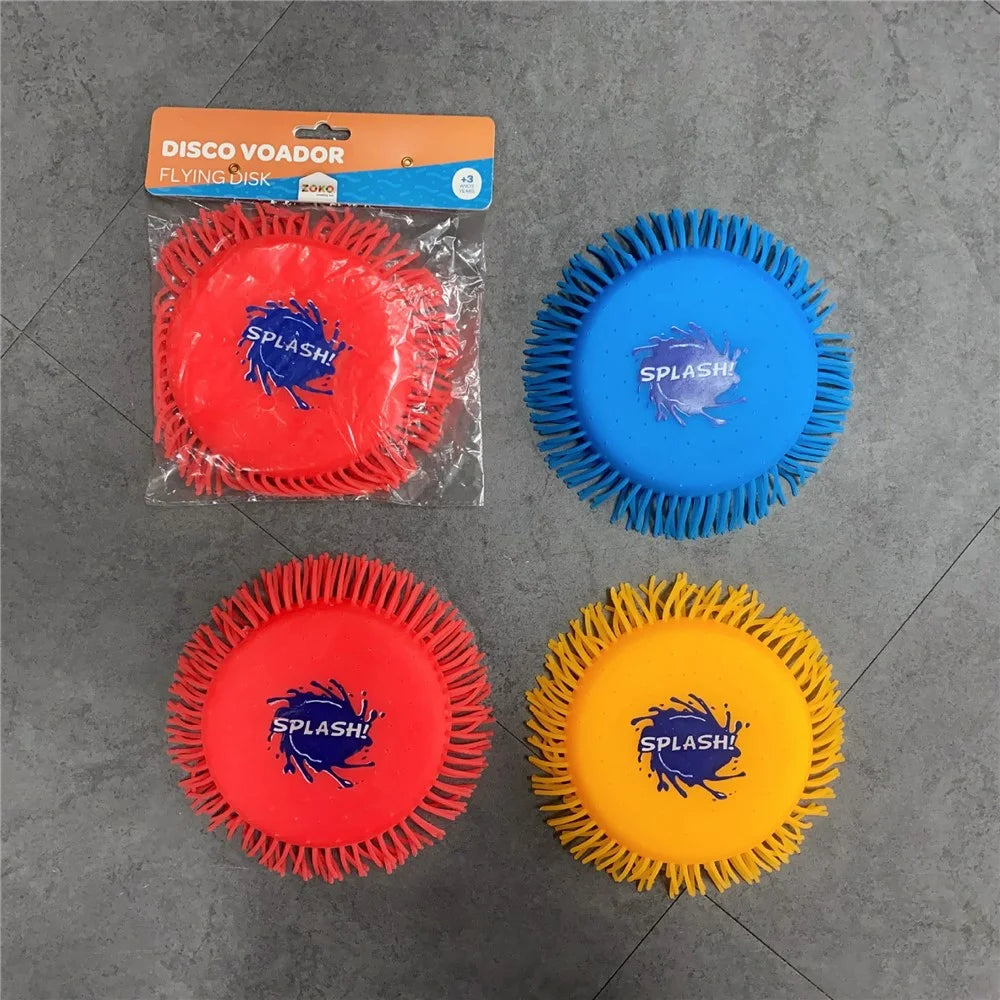 7 inch Flying Disk Water Absorbing Spraying Frisbee Soft TPR Beach Toy for Kids Family Water Games - Ramdon Color - 7