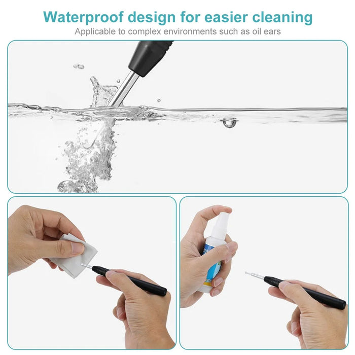 W1 Ear Wax Removal Tool Camera WiFi Ear Cleaning Kit Ear Pick with LED Light- Black - 4