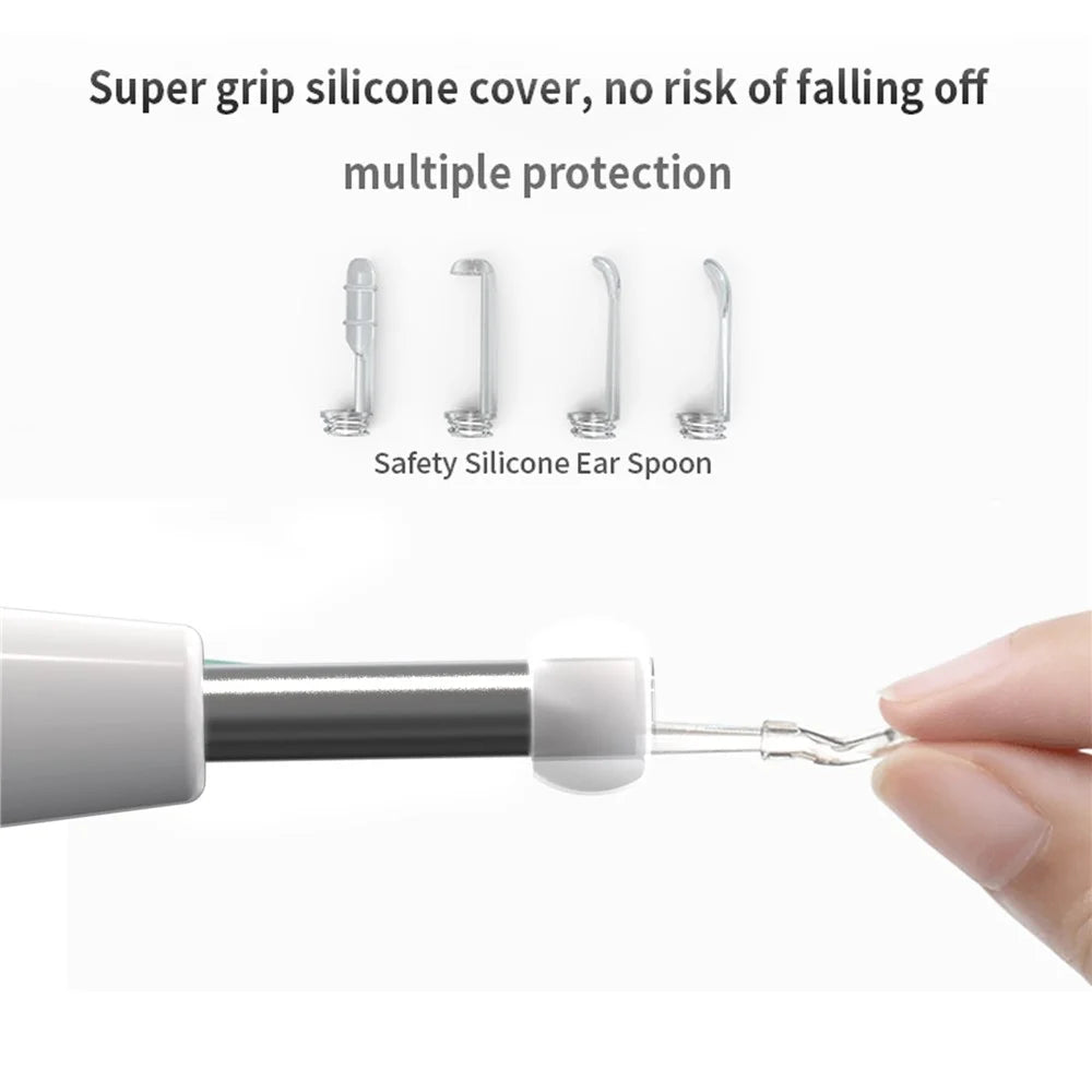 W2 Ear Camera Otoscope Ear Wax Removal Tool Kit LED Light Ear Pick Spoon Earwax Remover - Black - 3