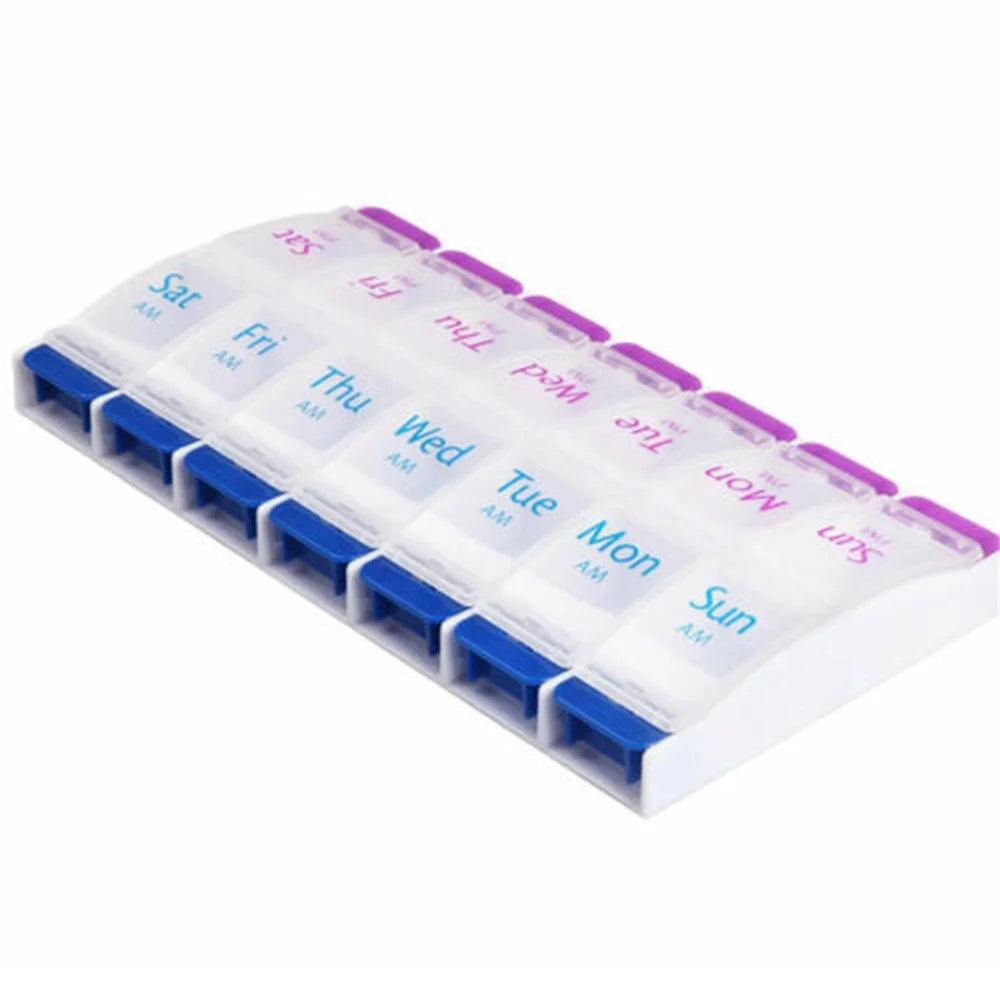 14006 PP Weekly Pill Organizer 2 Times A Day 7 Day Pill Box Holder Easy-Open Daily Medicine Organizer (No FDA Certificate, BPA Free) - 2