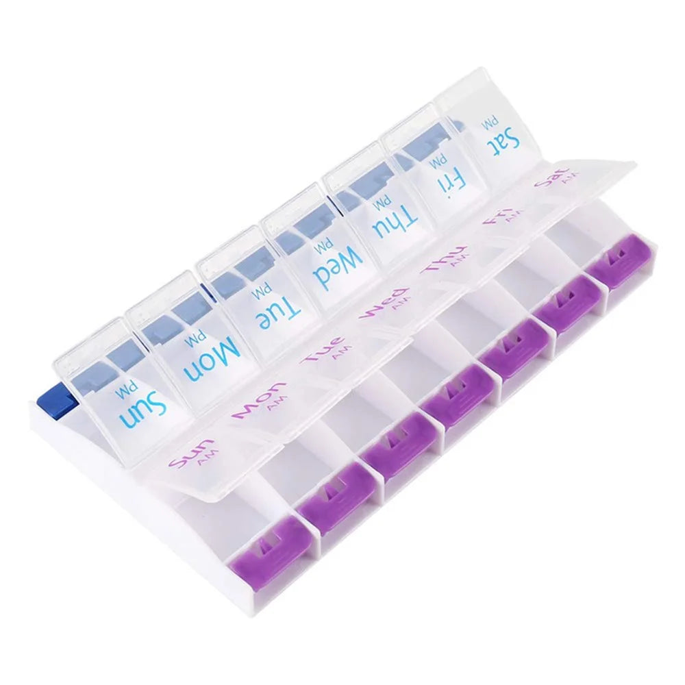 14006 PP Weekly Pill Organizer 2 Times A Day 7 Day Pill Box Holder Easy-Open Daily Medicine Organizer (No FDA Certificate, BPA Free) - 3