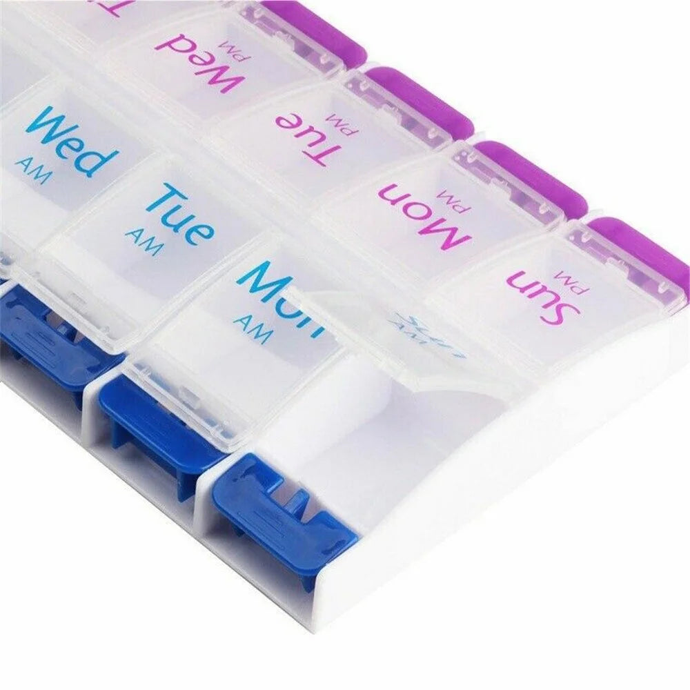 14006 PP Weekly Pill Organizer 2 Times A Day 7 Day Pill Box Holder Easy-Open Daily Medicine Organizer (No FDA Certificate, BPA Free) - 4