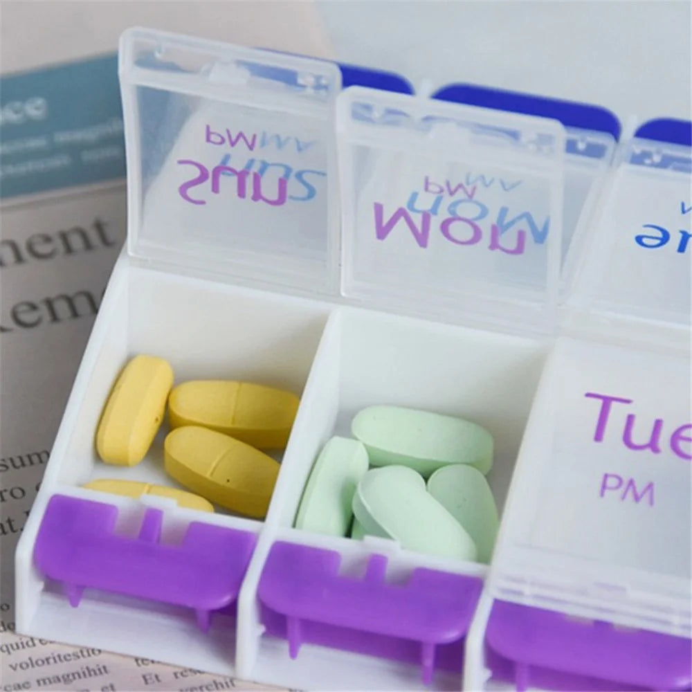 14006 PP Weekly Pill Organizer 2 Times A Day 7 Day Pill Box Holder Easy-Open Daily Medicine Organizer (No FDA Certificate, BPA Free) - 5