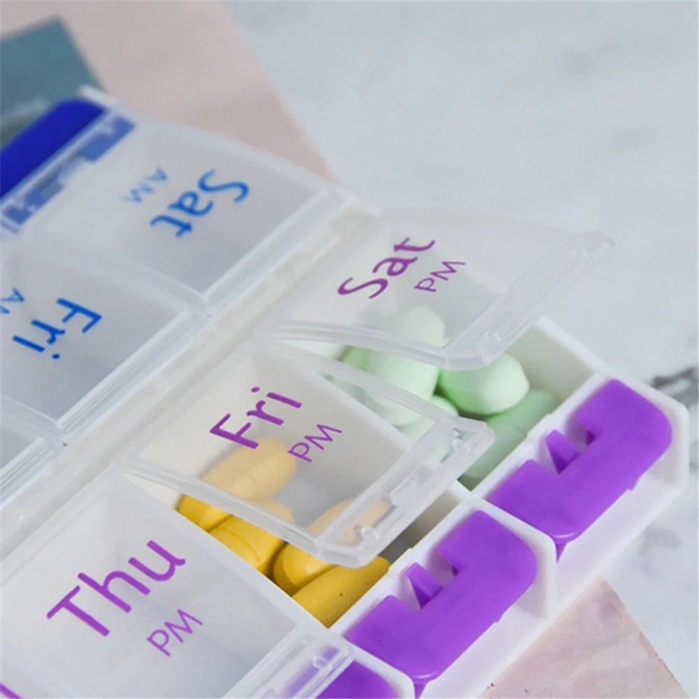 14006 PP Weekly Pill Organizer 2 Times A Day 7 Day Pill Box Holder Easy-Open Daily Medicine Organizer (No FDA Certificate, BPA Free) - 6