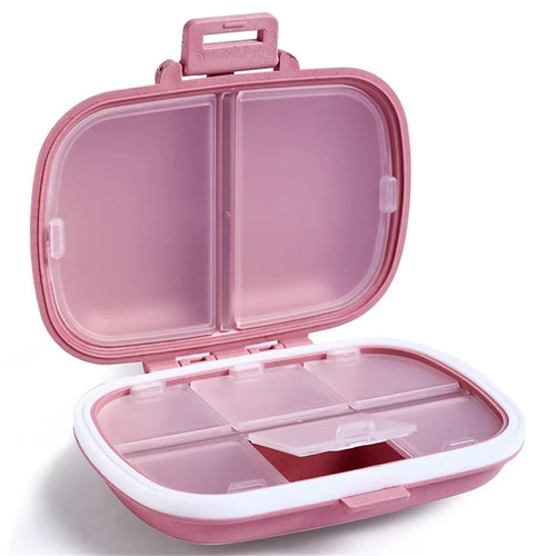 HOLII Daily Pill Organizer 8 Compartments Portable Pill Case Storage Box (BPA Free, No FDA Certificate) - Pink - 1