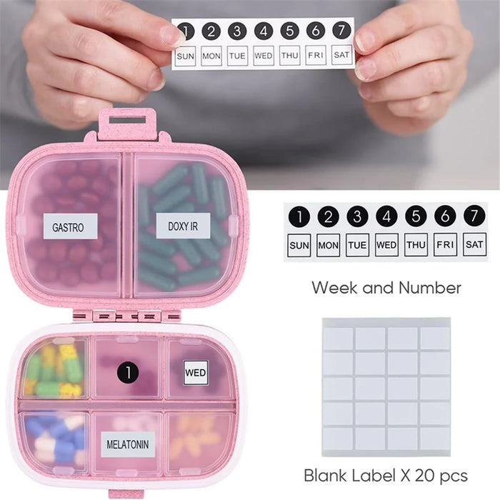 HOLII Daily Pill Organizer 8 Compartments Portable Pill Case Storage Box (BPA Free, No FDA Certificate) - Pink - 3
