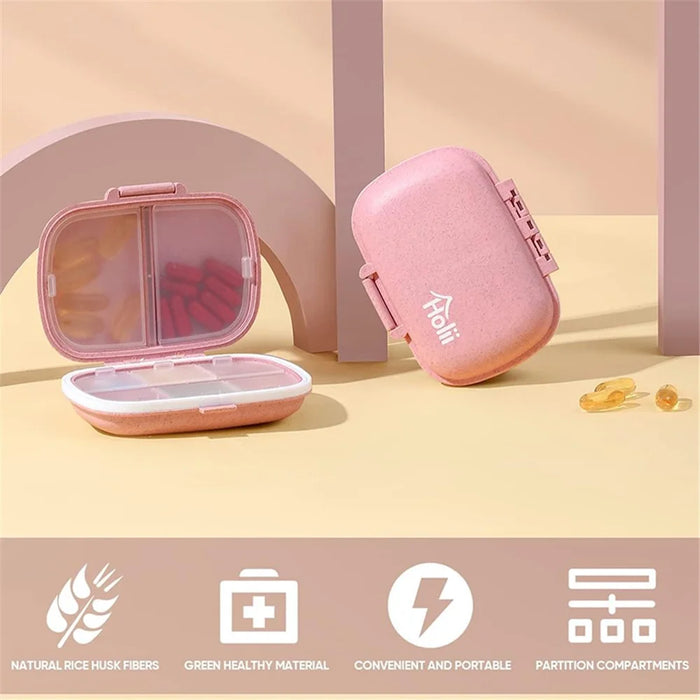 HOLII Daily Pill Organizer 8 Compartments Portable Pill Case Storage Box (BPA Free, No FDA Certificate) - Pink - 7