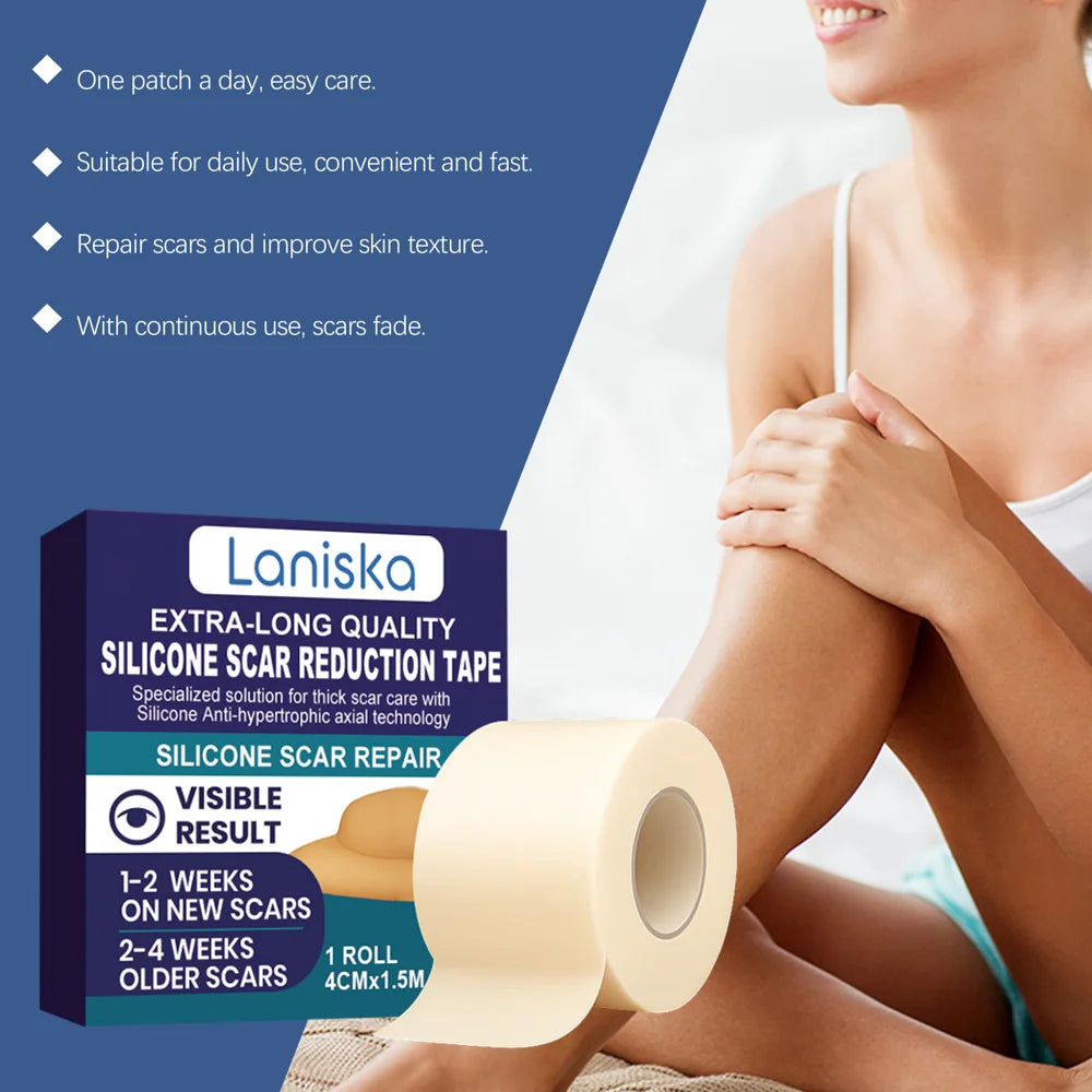LANISKA Silicone Scar Reduction Tape Medical Grade Silicone Scar Sheet for Keloid Hypertrophic Scars Post Surgery Repair - 4