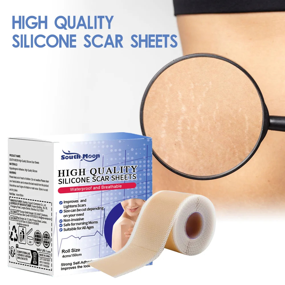 SOUTH MOON Silicone Scar Removal Sheets 4 x 150cm Surgical Scar Treatment Waterproof Breathable Scar Therapy Patches - 2
