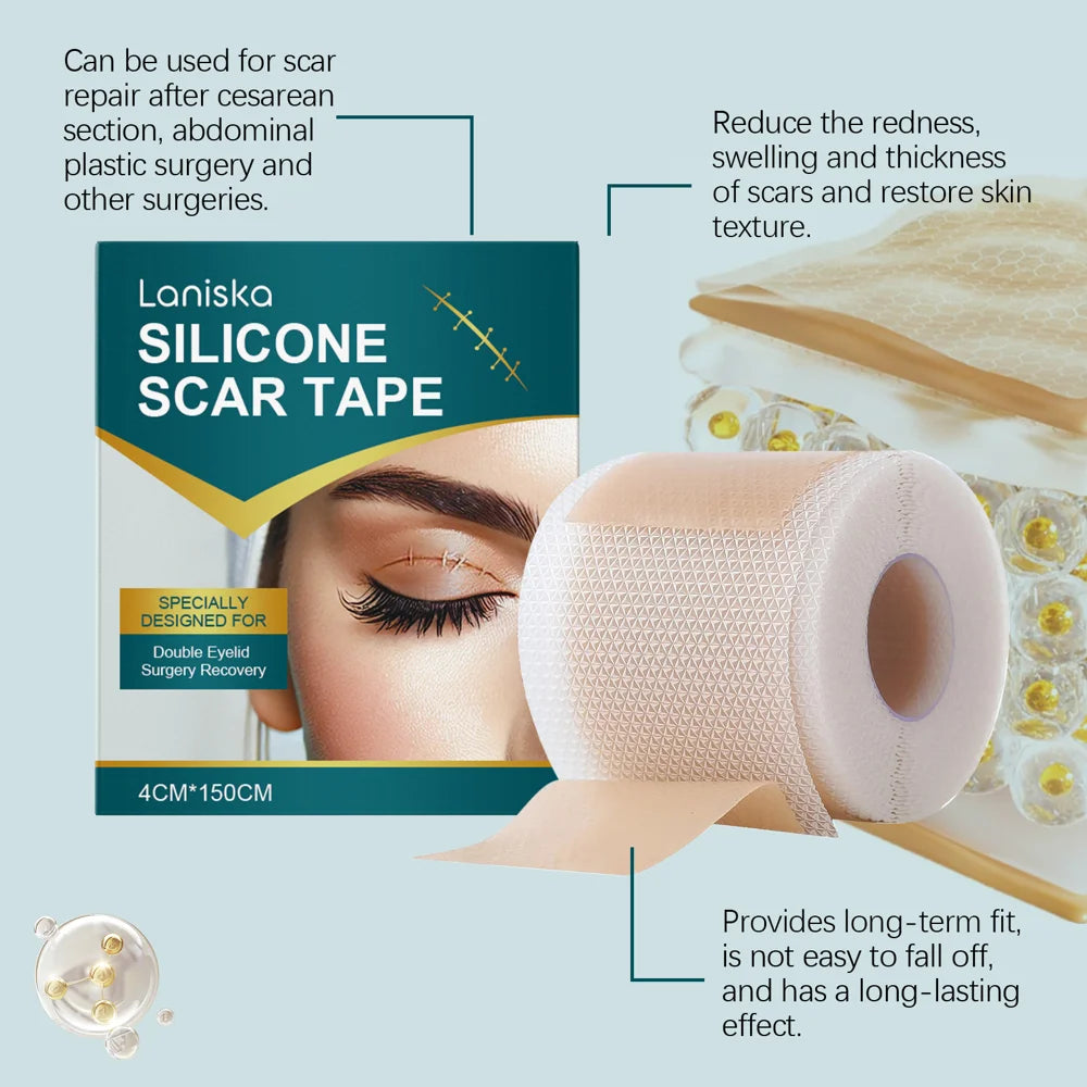 LANISKA Silicone Scar Treatment Sheets Medical Grade Scar Tape for Wrinkles, Surgical Scars, Keloid Scars - 6