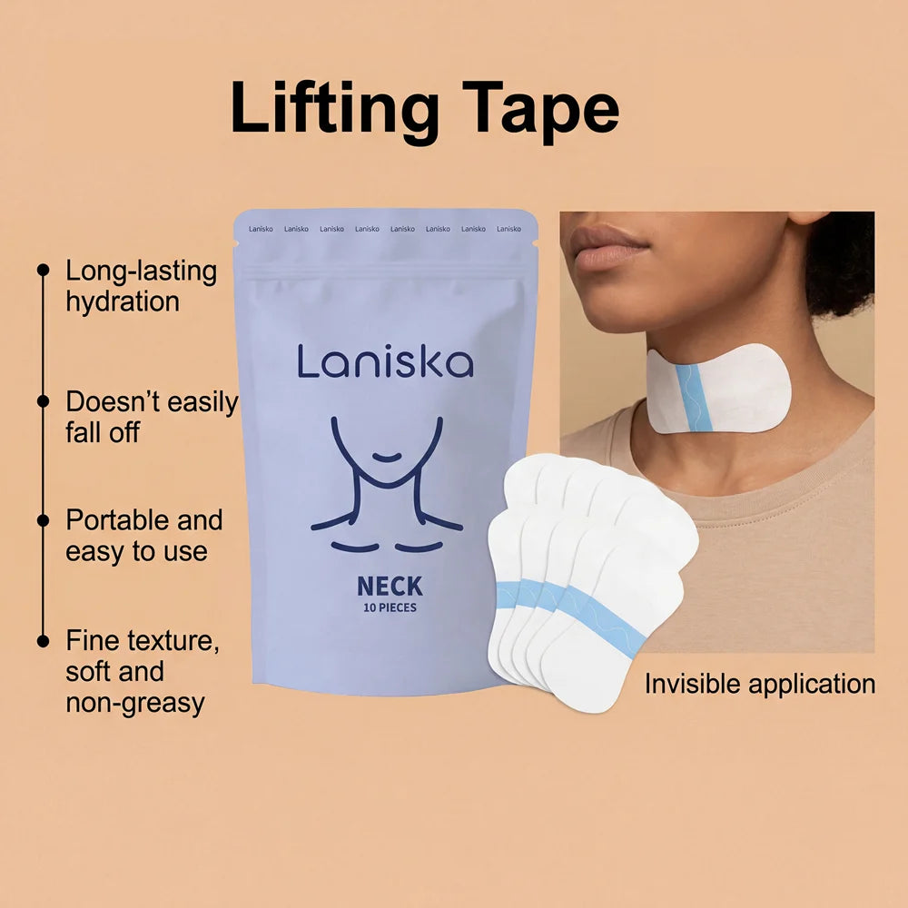 LANISKA 10Pcs Neck Care Patches Hydrating Anti-Aging Collagen Vitamin E Neck Skin Lifting Patch - 10Pcs - 2