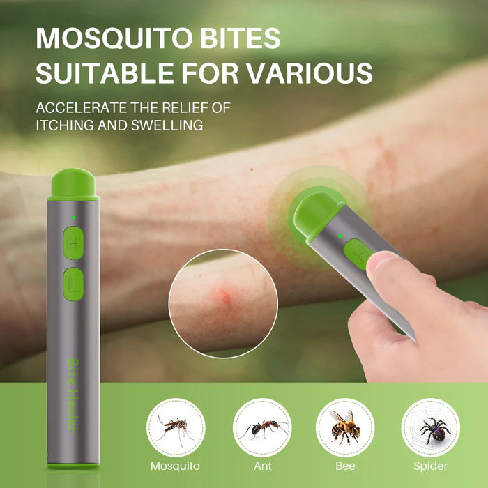 Portable Bug Bite Itch Healer Blue Light Heat Therapy USB Rechargeable Anti Itch Device for Outdoor Camping - Silver - 4