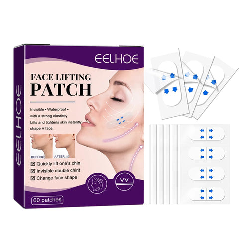 EELHOE 60PCS Invisible Face Lift Tape V Shape Firming Tightening Patches for Anti Wrinkle Jawline Sculpting - 1