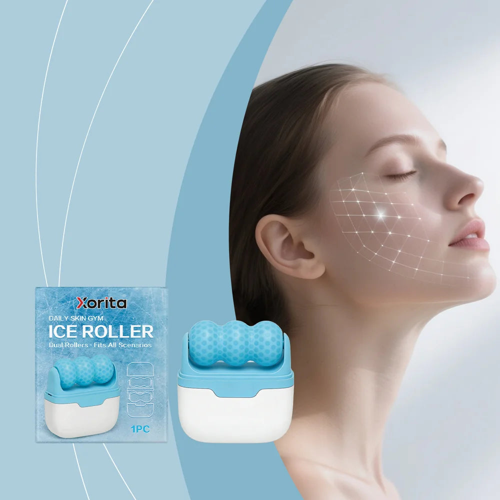 XORITA Ice Roller Portable Facial Massage Tool Multi-Bead Roller Cooling Gel Face Contour Massager - 1 Piece - 2