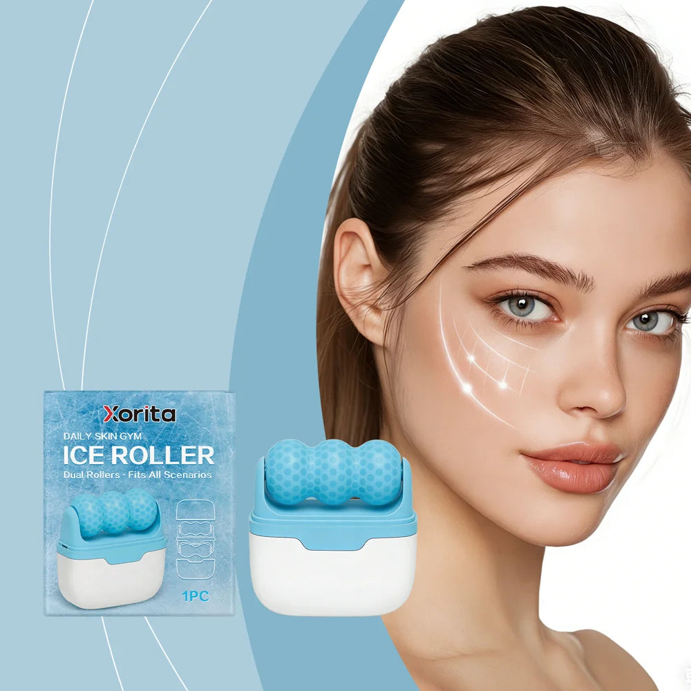 XORITA Ice Roller Portable Facial Massage Tool Multi-Bead Roller Cooling Gel Face Contour Massager - 1 Piece - 3