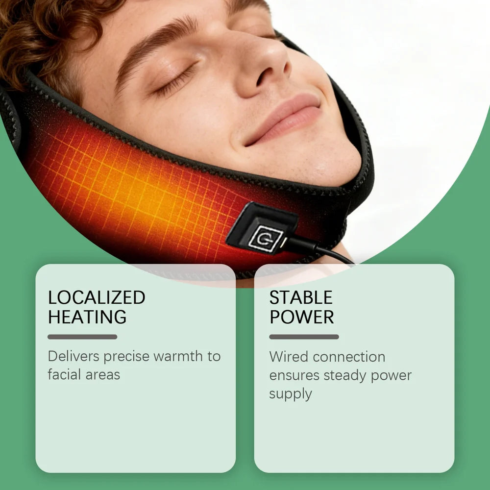 XORITA Easy Warm Face Heating Shield Neoprene Electric Heated Face Warmer Wrap - Black - 3