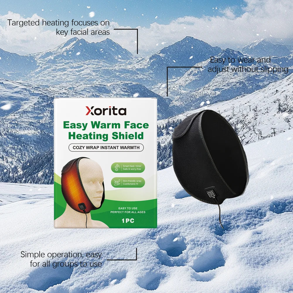 XORITA Easy Warm Face Heating Shield Neoprene Electric Heated Face Warmer Wrap - Black - 6