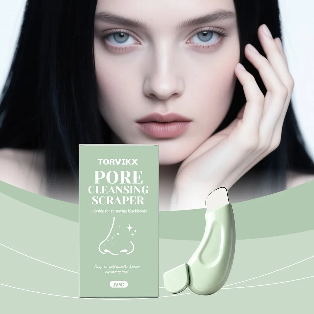 TORVIKX Blackhead Remover Tool Stainless Steel Blade Portable Facial Pore Cleaning Scraper - Mint Green - 2