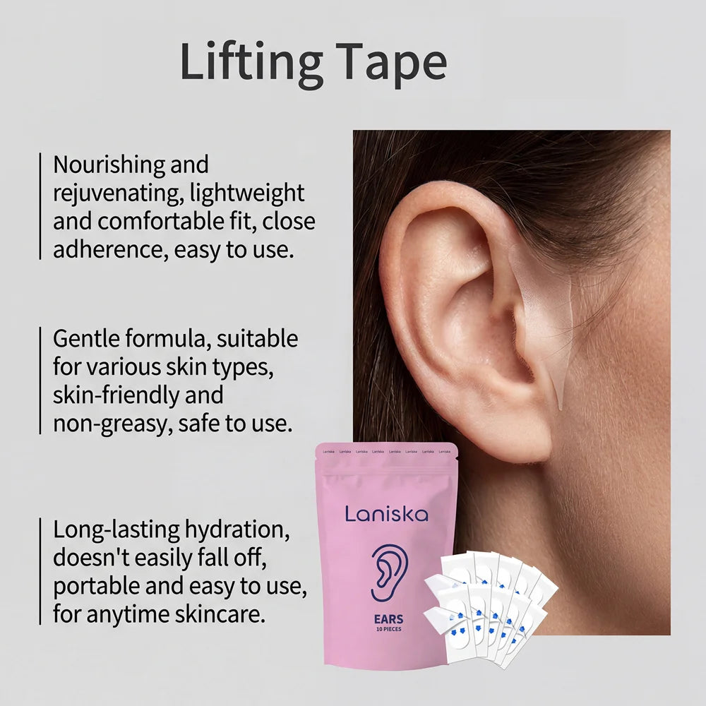 LANISKA 10Pcs Ear Care Patches Ear Skin Care Hydrating Lifting Firming Invisible Tape - 10 Pieces - 6
