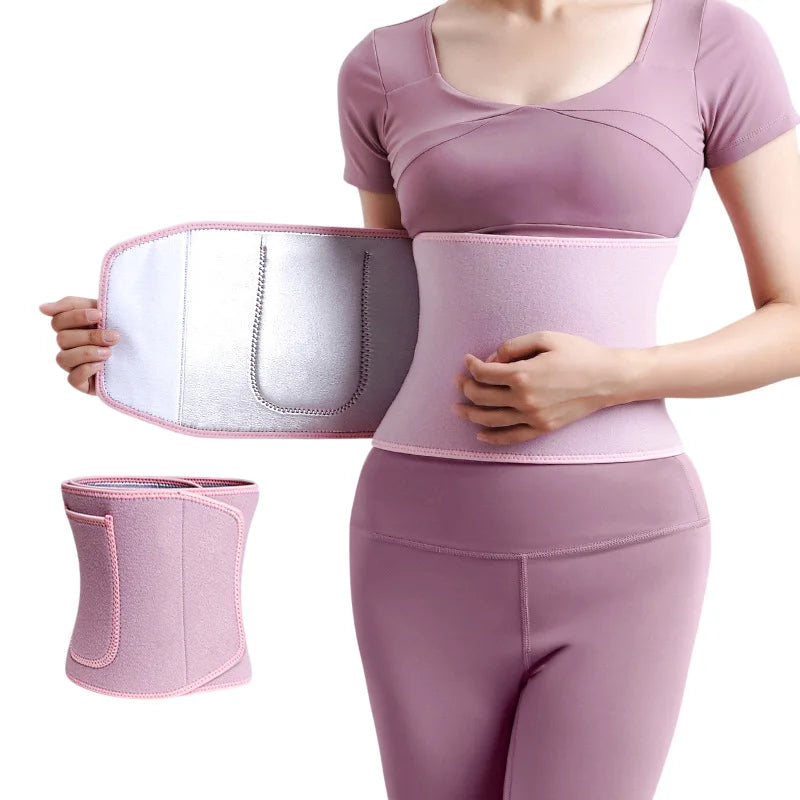 Waist Trimmer Belt For Workout Fitness Sweat Enhancing Lumbar Support Compression Silver Ion Technology One Size - Pink - 1