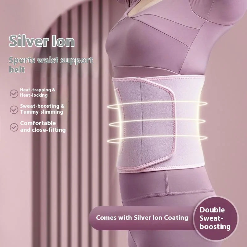 Waist Trimmer Belt For Workout Fitness Sweat Enhancing Lumbar Support Compression Silver Ion Technology One Size - Pink - 2