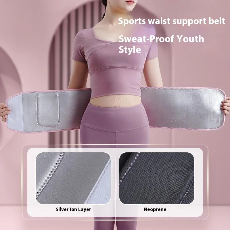 Waist Trimmer Belt For Workout Fitness Sweat Enhancing Lumbar Support Compression Silver Ion Technology One Size - Pink - 4