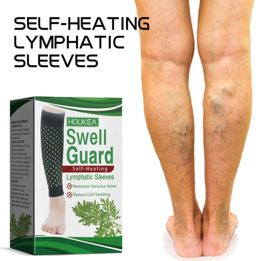 HOUKEA Self-Heating Leg Sleeves for Varicose Veins Relief Mugwort Extract Tourmaline Swell Guard Calf Sleeves - 1 Pair - 2