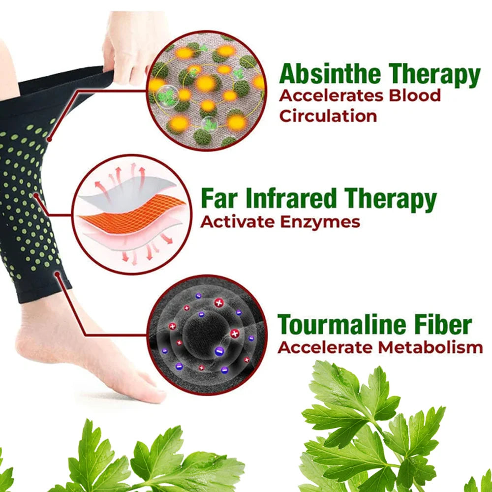HOUKEA Self-Heating Leg Sleeves for Varicose Veins Relief Mugwort Extract Tourmaline Swell Guard Calf Sleeves - 1 Pair - 3