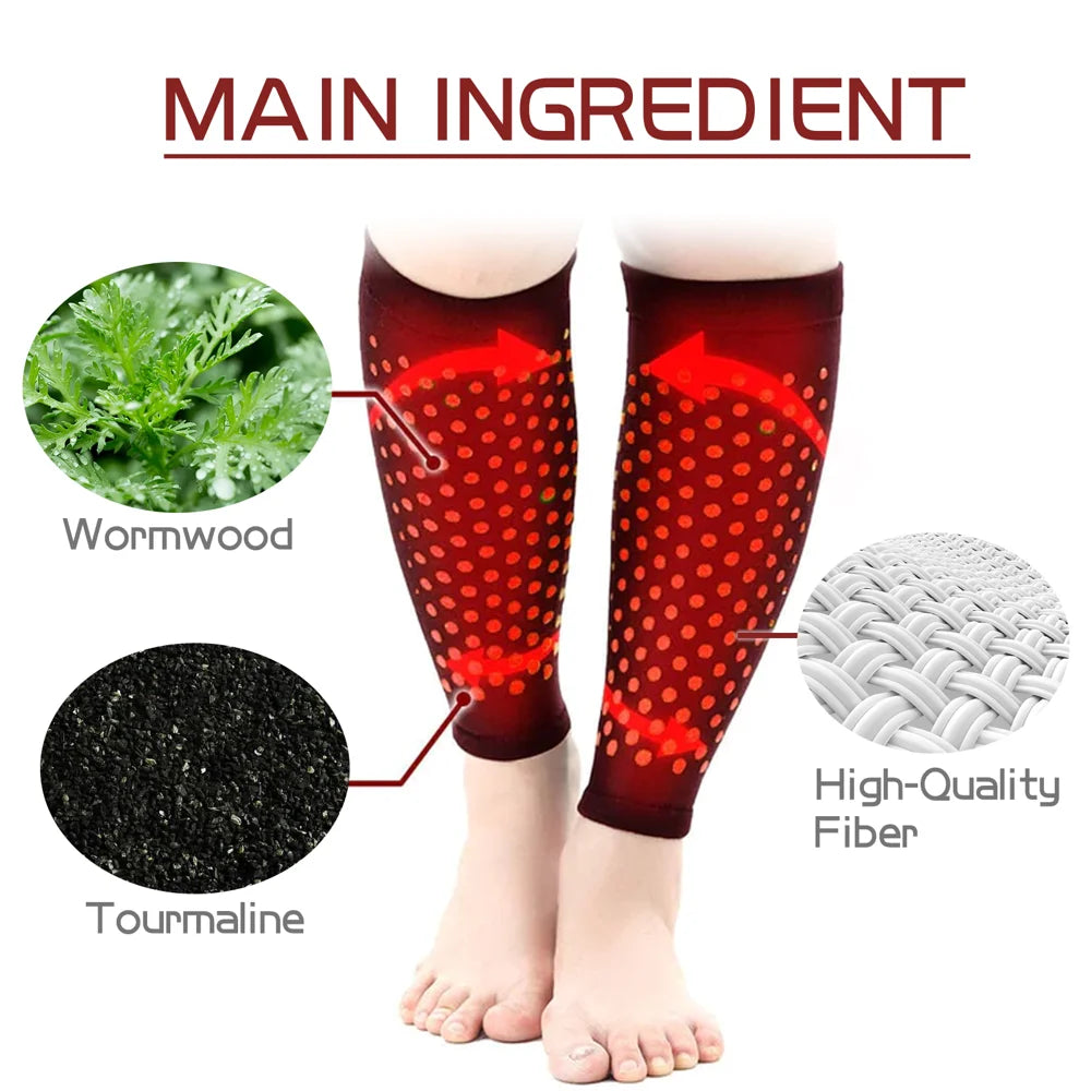 HOUKEA Self-Heating Leg Sleeves for Varicose Veins Relief Mugwort Extract Tourmaline Swell Guard Calf Sleeves - 1 Pair - 7