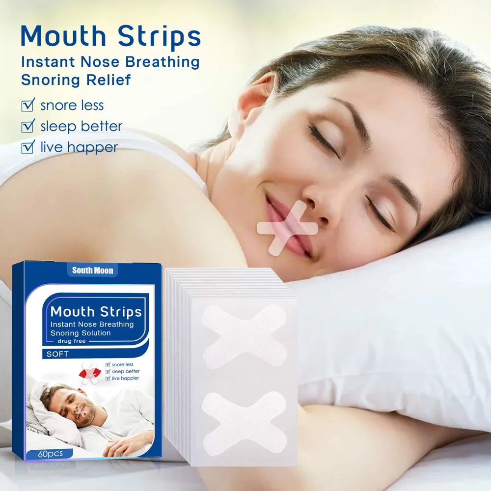 South Moon 60PCS Anti Snoring Strips For Adults Night Mouth Strips Instant Nasal Breathing Aid - 2