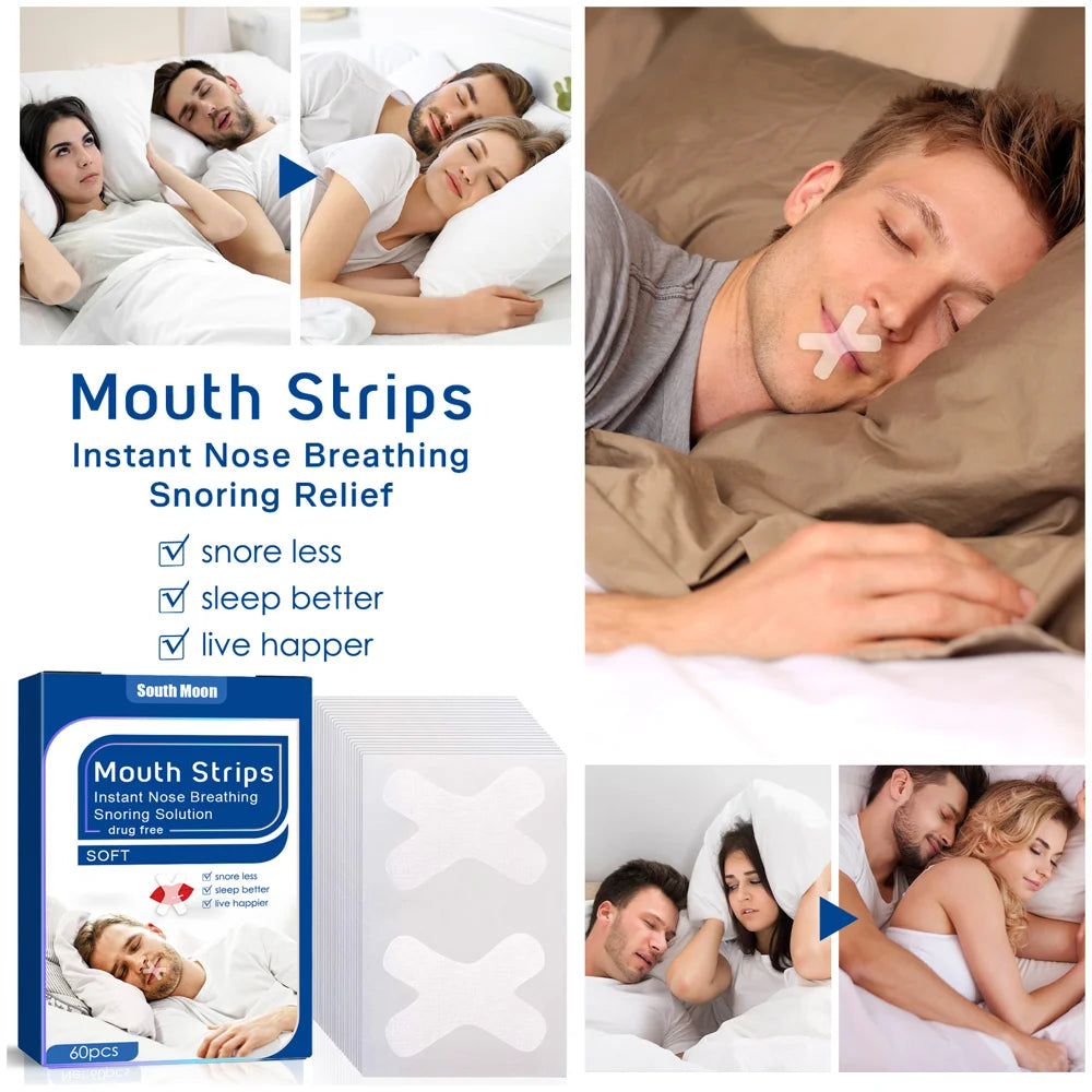 South Moon 60PCS Anti Snoring Strips For Adults Night Mouth Strips Instant Nasal Breathing Aid - 3