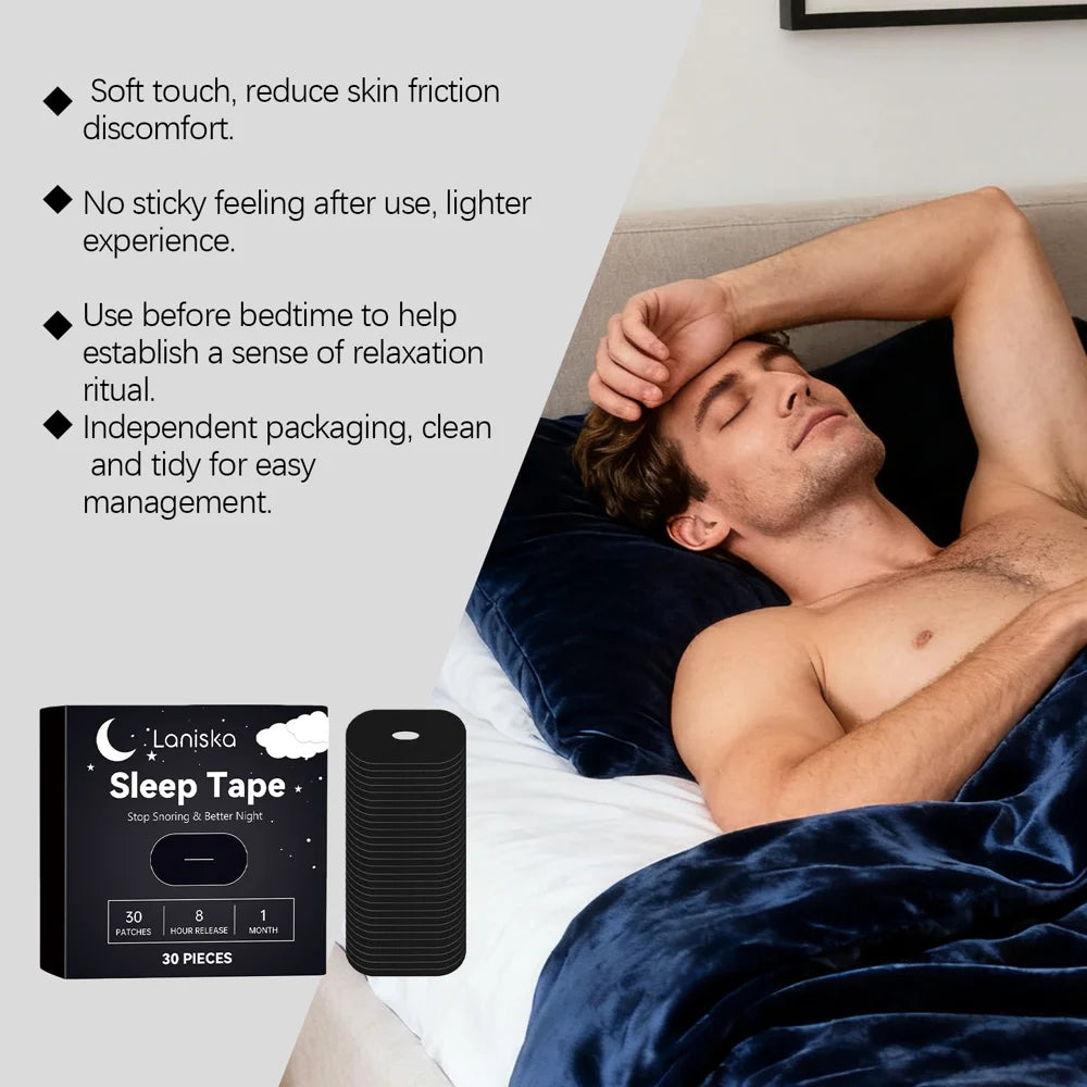 LANISKA 30Pcs Stop Snoring Sleep Tape Non Irritating Overnight Comfort Sleep Aid Patches - 30Pcs - 4
