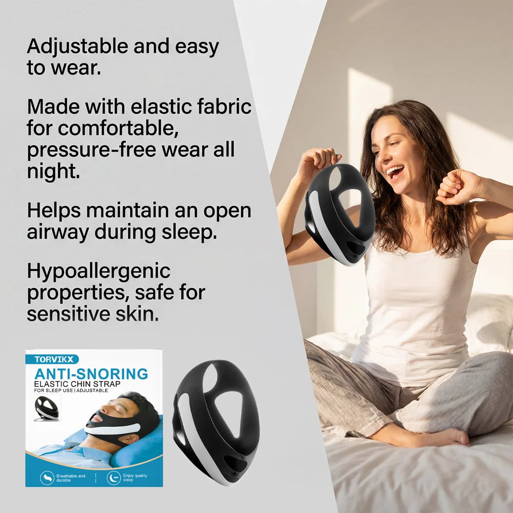 TORVIKX Stop Snoring Elastic Chin Strap Anti Snoring Sleep Aid Adjustable Snore Reduction Chin Belt - 3