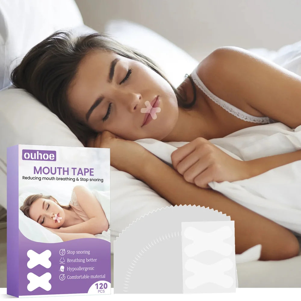 OUHOE 120Pcs Anti Snoring Mouth Tape Physical Breathing Aid Sleep Strips Improve Sleeping Mouth Sticker - 120Pcs - 2