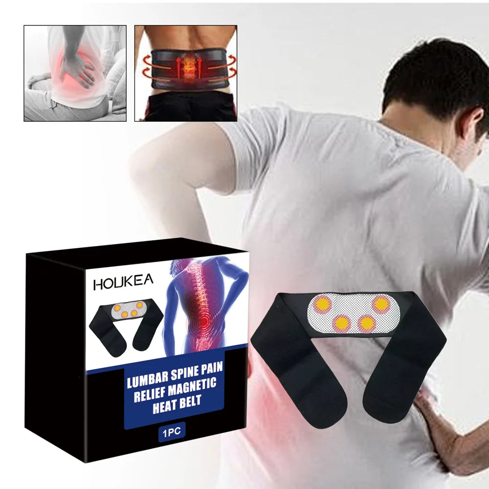 HOUKEA 110cm Self Heating Magnetic Therapy Waist Belt Back Pain Relief Blood Circulation Support - 2
