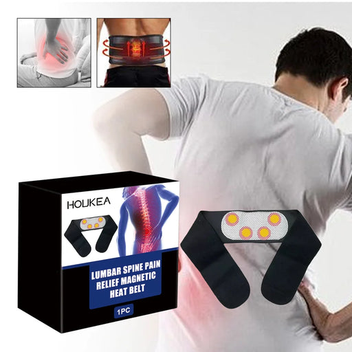 HOUKEA 110cm Self Heating Magnetic Therapy Waist Belt Back Pain Relief Blood Circulation Support - 2