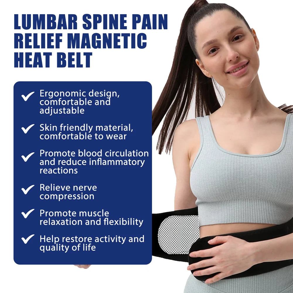 HOUKEA 110cm Self Heating Magnetic Therapy Waist Belt Back Pain Relief Blood Circulation Support - 5