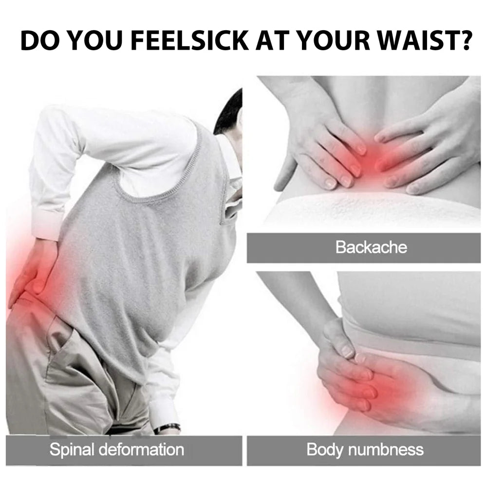 HOUKEA 110cm Self Heating Magnetic Therapy Waist Belt Back Pain Relief Blood Circulation Support - 7
