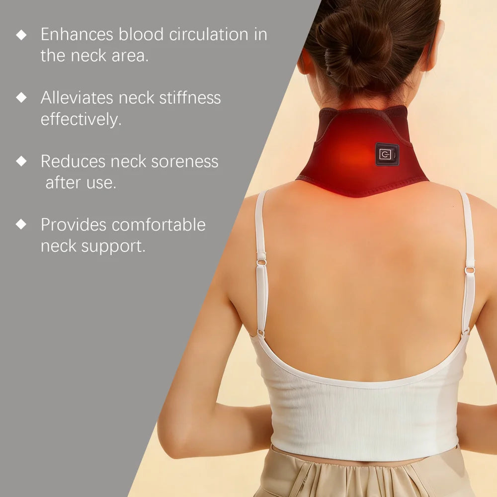 XORITA Heating Neck Support Wrap Neoprene Pain Relief Electric Heating Neck Brace for Home Office - Black - 3