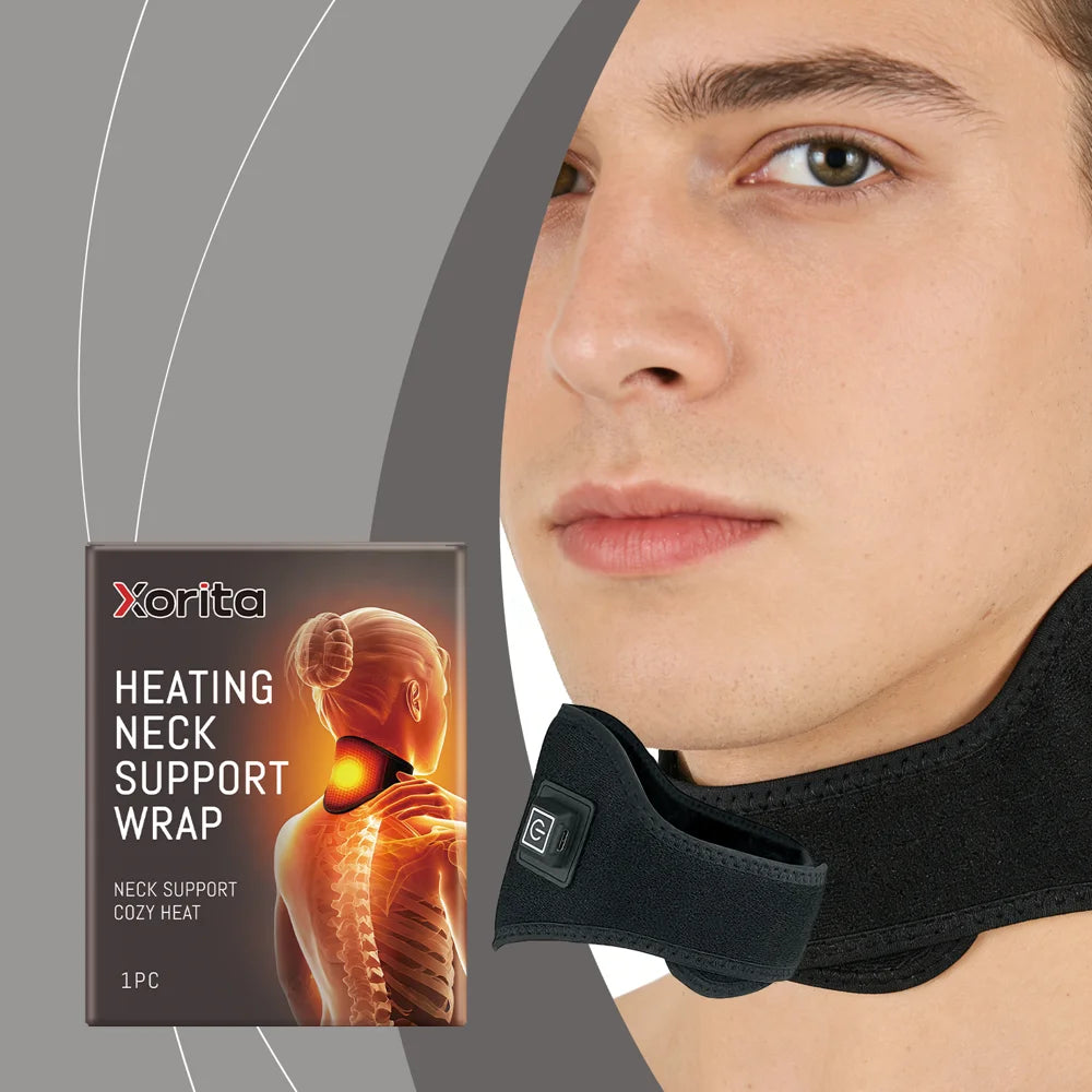 XORITA Heating Neck Support Wrap Neoprene Pain Relief Electric Heating Neck Brace for Home Office - Black - 4