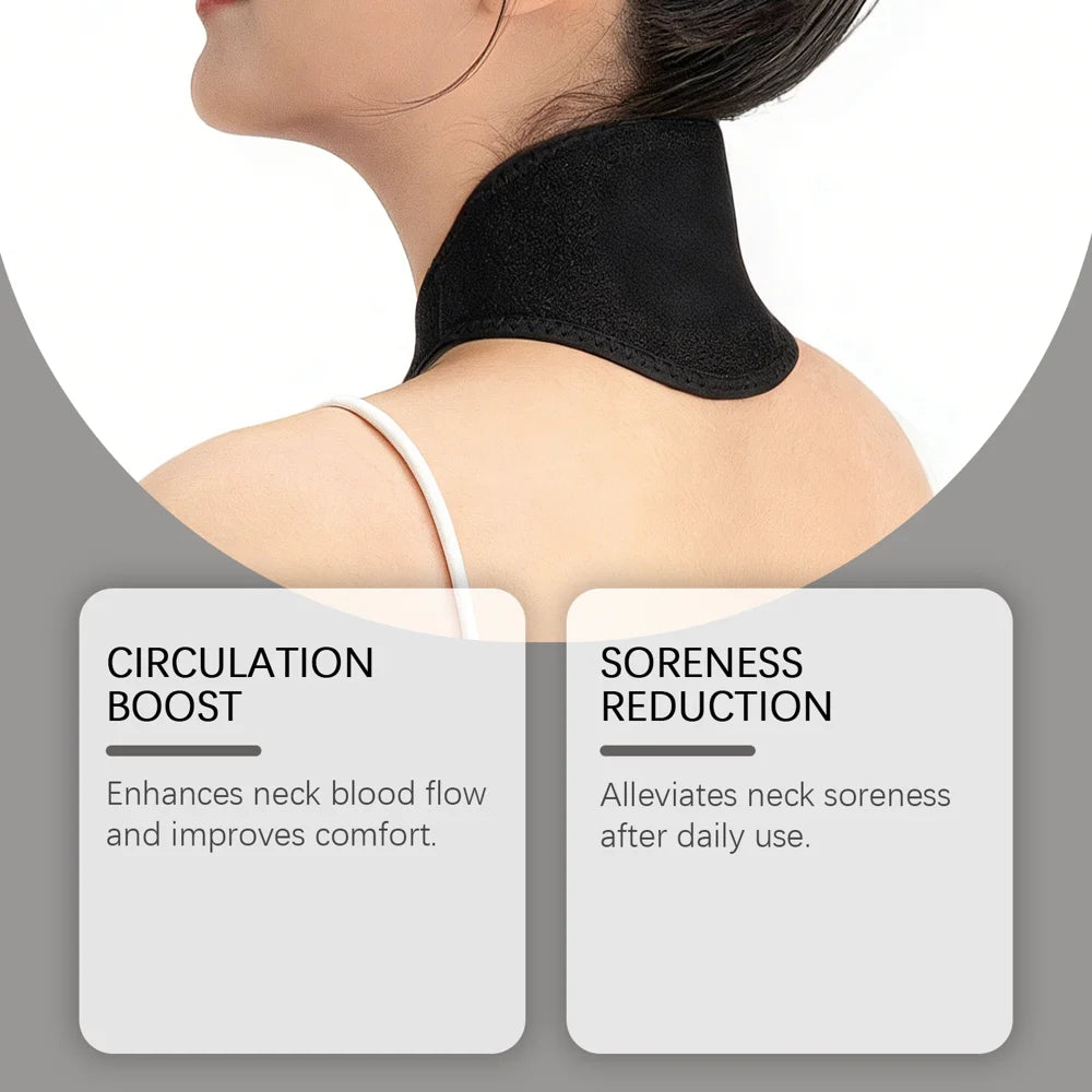 XORITA Heating Neck Support Wrap Neoprene Pain Relief Electric Heating Neck Brace for Home Office - Black - 6