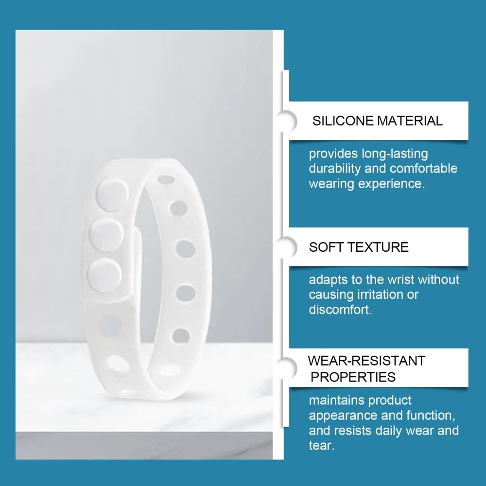 HOUKEA Silicone Wrist Strap Soothing Body Discomfort Health Balance Wristband for Daily Exercise - White - 5